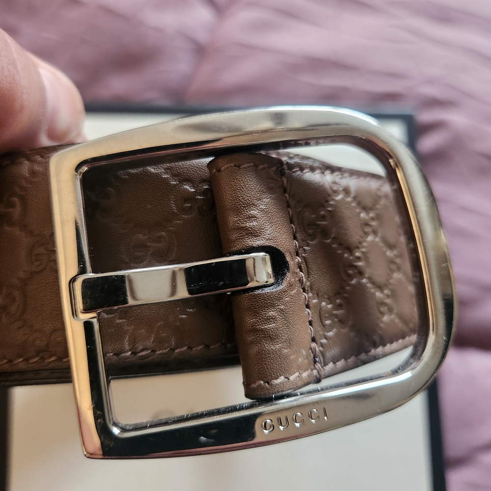 Gucci Brown Leather Belt with Silver Buckle